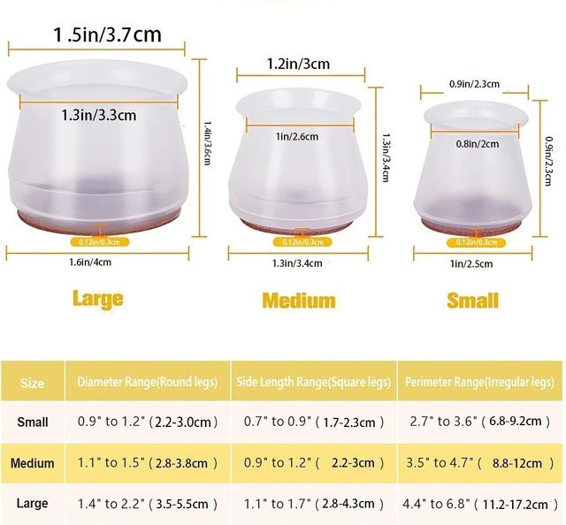FIRSTWELL Bodenschoner für Stuhlbeine aus Silikon, 16 Stück, transparent und mehrfarbig - Bild 1