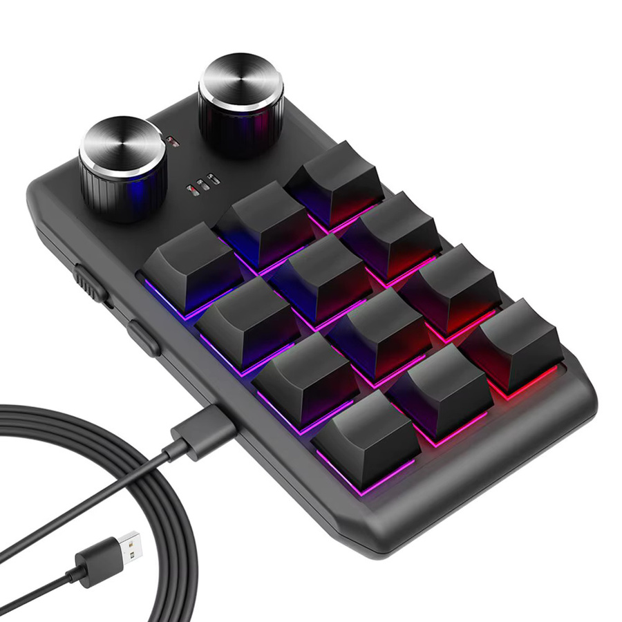 GGBEE Mechanisches Macropad mit Bluetooth und RGB: Programmierbare Mini-Tastatur mit 12 Tasten und 2 Knöpfen in Schwarz - Bild 7