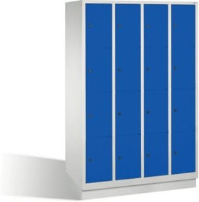 C+P Fächerschrank Classic auf Sockel mit 16 Fächern, Front Enzianblau, Korpus Lichtgrau, H 180 cm x B 119 cm x T 50 cm - Bild 1