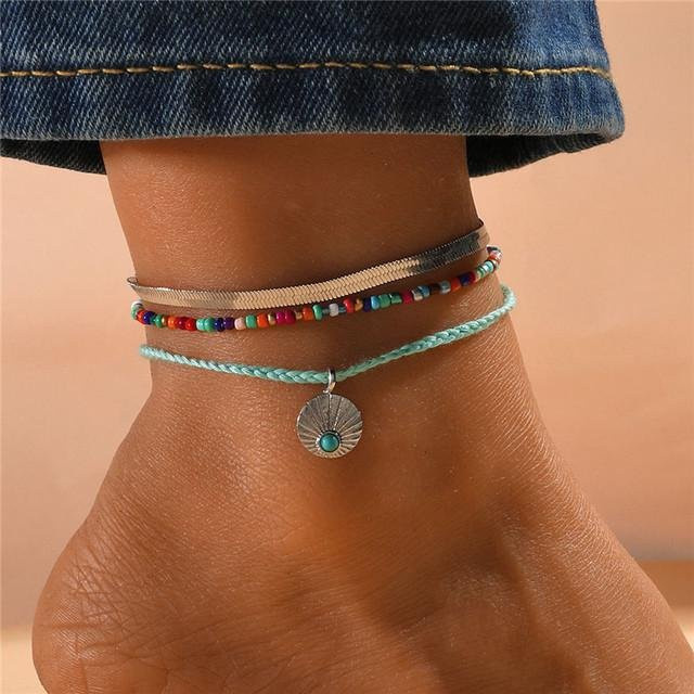 Zoshi Fußkette 3-teiliges Set, Perle, brown, Damen - Bild 1