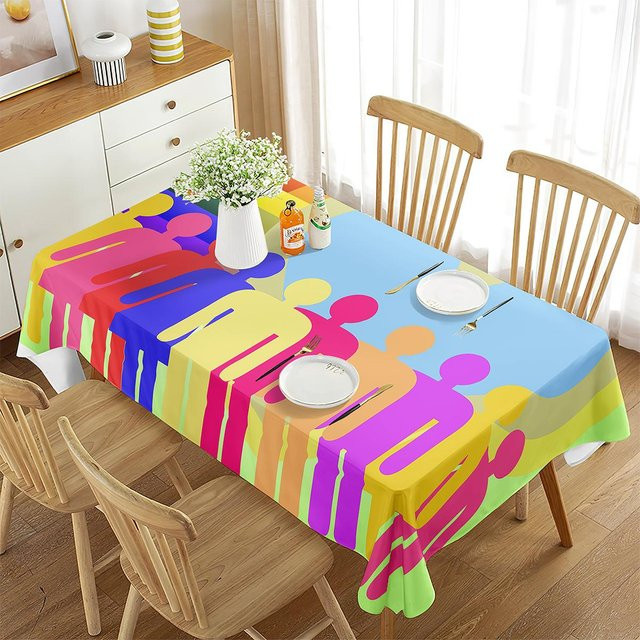Regenbogen-Tischdecke von Fancy Style Studio, rechteckig, Mehrfarbig, B/T: 70 x 70 cm - Bild 1