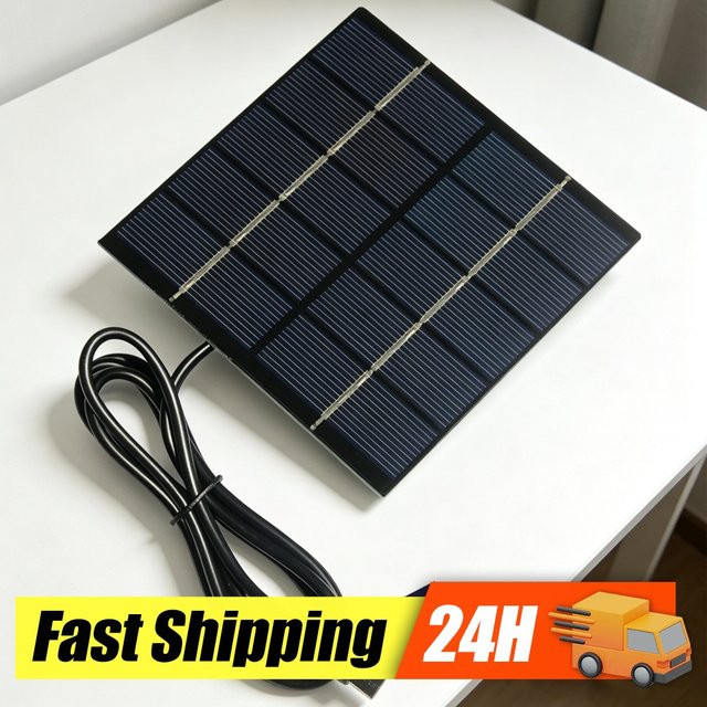 APWIKOGER Solar-Ladepanel mit Typ-C-Ausgang, 1,5 W 5 V polykristallines Solarpanel mit 1 m USB-Kabel für Smartphones, Powerbanks und Tablets - Bild 1