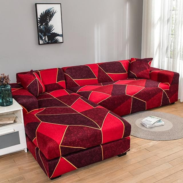 S-EMIGA Ecksofa-Bezug mit geometrischem Design, elastischer Stretch-Schonbezug aus Polyester für L-förmige Sofas, Breite: 145 cm - Bild 1