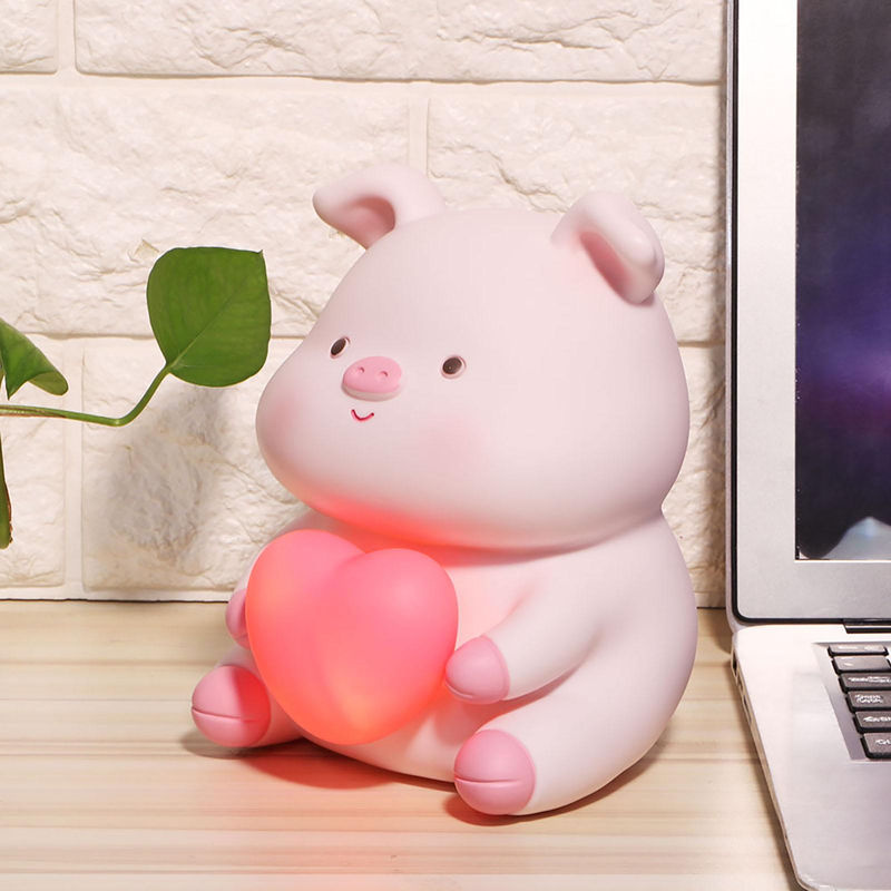 OutsideWorld Cartoon Sparschwein aus Glas und Kunstharz mit Nachtlicht in Rosa für Kinder und zur Heimdekoration - Bild 4
