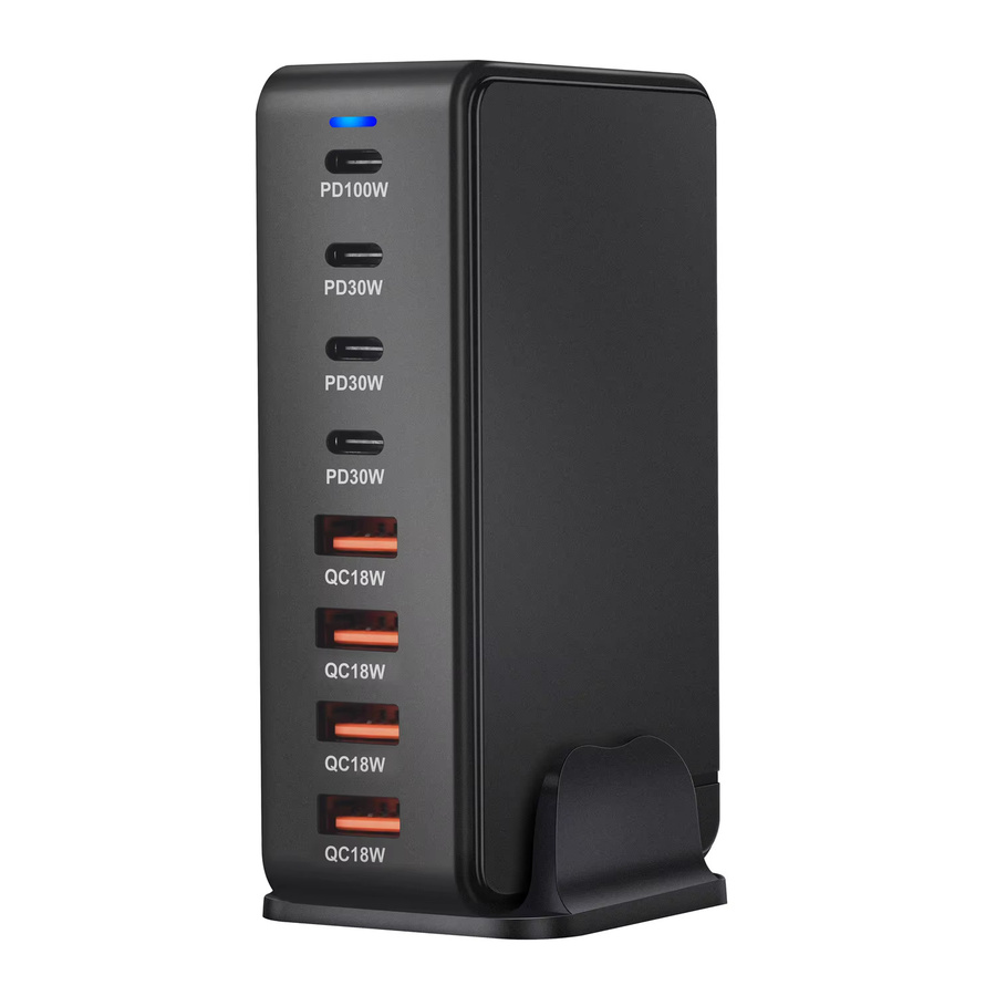 Deepartner 240W GaN Desktop-Ladegerät in Schwarz mit 8 USB-C-Anschlüssen und PD 3.0 Schnellladung - Bild 2