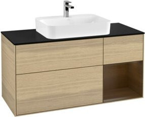 V&B Waschtischunterschrank Finion in Walnuss mit beige Akzenten, Breite: 120 cm, Tiefe: 50,1 cm, Höhe: 50,1 cm - Bild 1