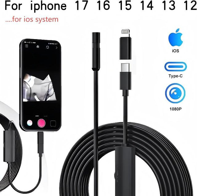 JCWHCAM HD 960P iOS-Endoskopkamera in Schwarz für iOS-Systeme - Bild 1