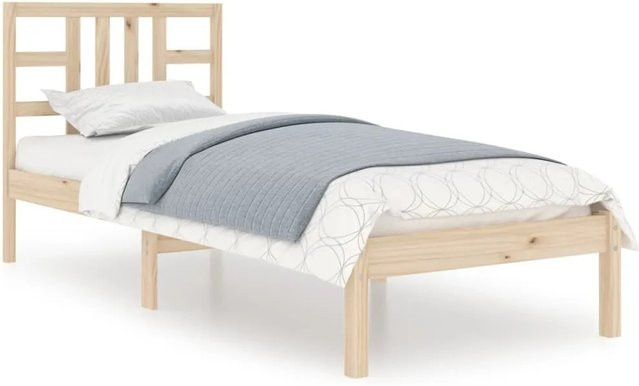 vidaXL Massivholzbett aus Kiefernholz in Braun mit rustikaler Optik, B/T/H: 90 x 190 cm - Bild 1