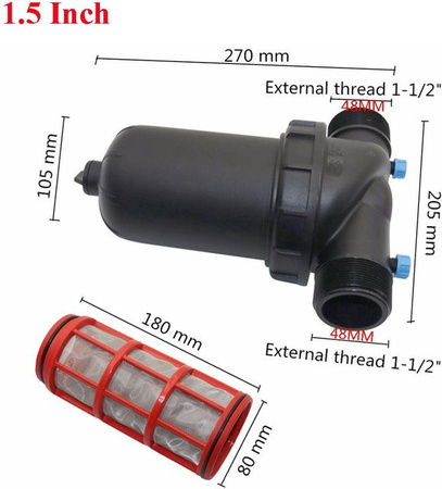 Ora Home Siebfilter für Gartenbewässerung und Tropfbewässerung mit 120 Mesh Edelstahlgeflecht und Außengewinde