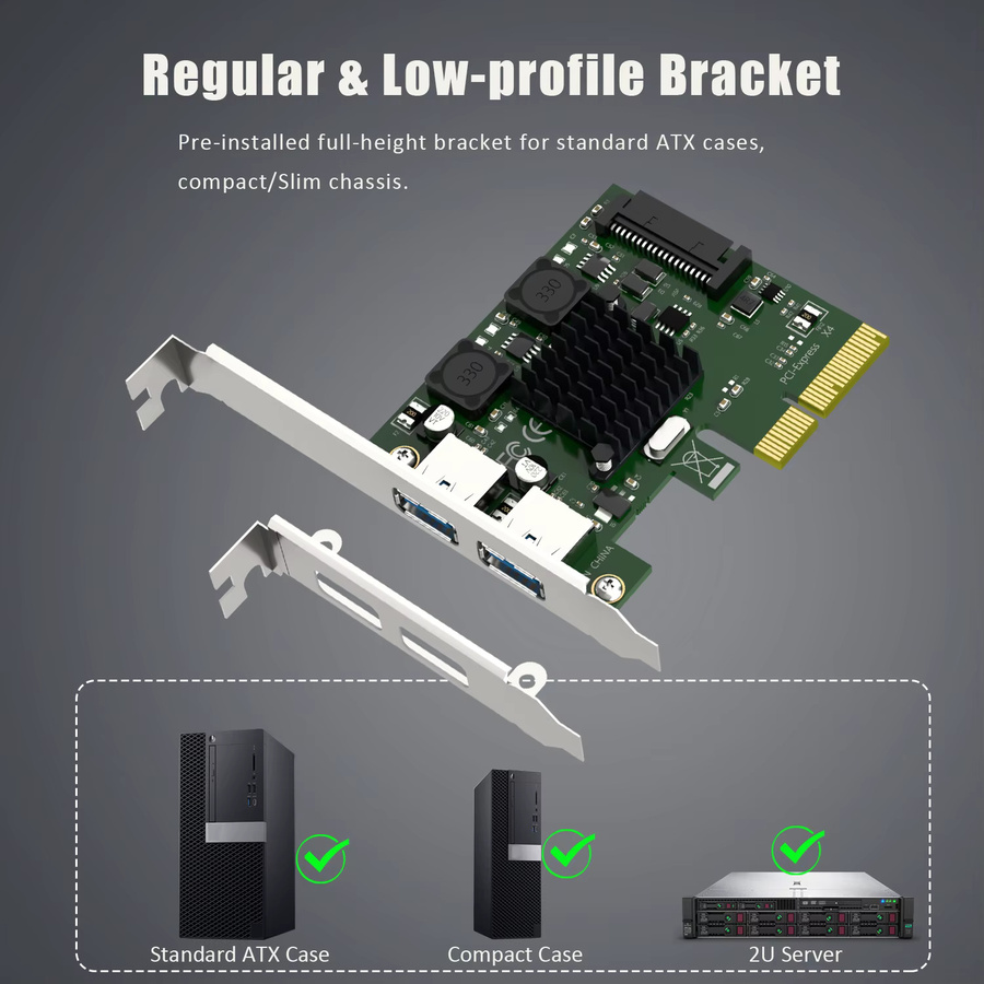 GLOTRENDS USB 3.1 Gen2 Typ-A auf PCIe x4 Erweiterungskarte mit 2 Ports und ASM 3142 Chip - Bild 3