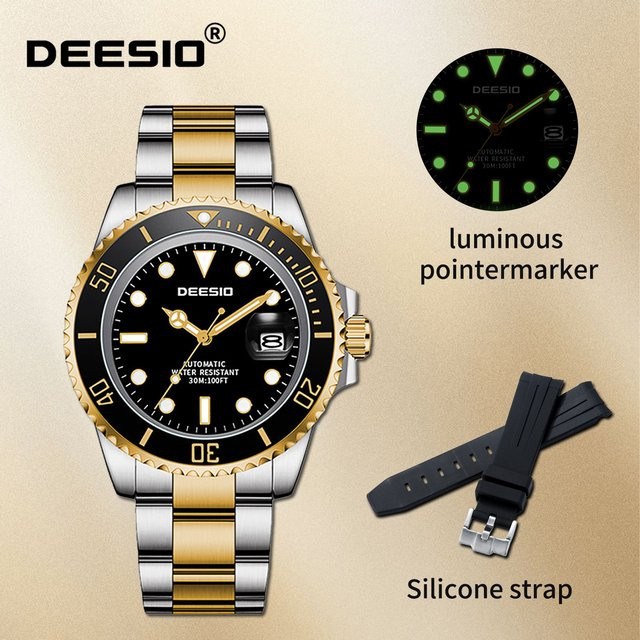 Deesio Armbanduhr Automatik, Edelstahl, Schwarz, Herren - Bild 1
