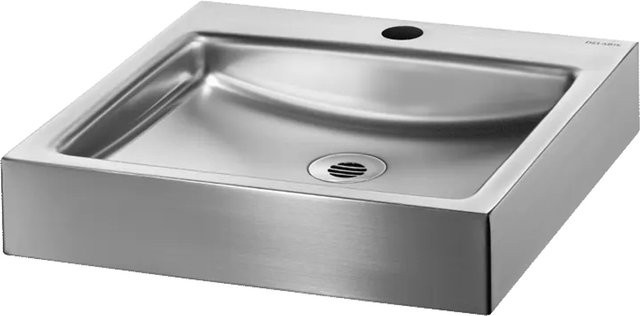 Delabie Aufsatzbecken UNITO rund aus Edelstahl in Silber, Durchmesser: 35 cm, Hahnloch: 35 mm - Bild 1