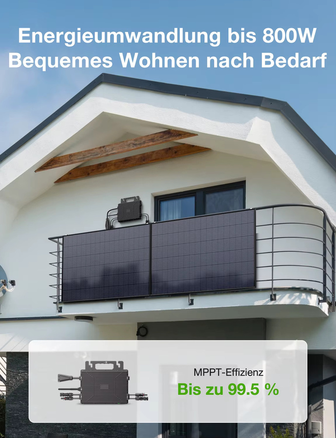 AUFU LS-800Mi Mikro-Wechselrichter 800W mit 2 MPPTs, IP67 wasserdicht und WIFI-App für dein Balkonkraftwerk, Schwarz - Bild 3