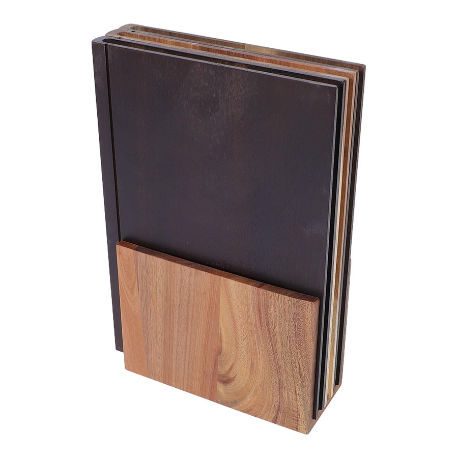 Artleeh 3-teiliges Buch-Schneidebrett-Set aus Holz in Braun mit Ständer für Obst, Gemüse und Brot - Bild 2