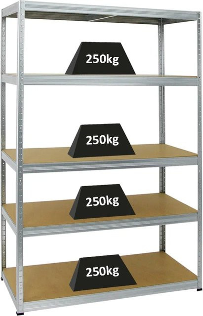 PROREGAL Schwerlastregal Big Elephant M aus Metall und MDF, Höhe: 180 cm, Breite: 120 cm, Tiefe: 60 cm, pulverbeschichtet - Bild 1