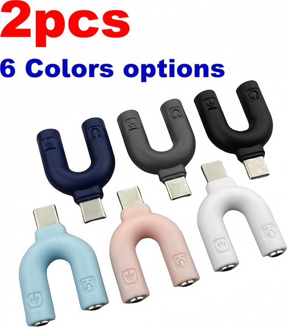 MovingMic USB-C Audio-Splitter-Adapter U-förmig 1 auf 2 für Kopfhörer und Mikrofon in Schwarz - Bild 1