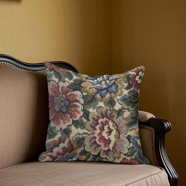 Dekorativer quadratischer Jacquard-Kissenbezug mit Blumenmuster von JMG Household Supplies, Mehrfarbig, B/B: 40 x 40 cm - Bild 1