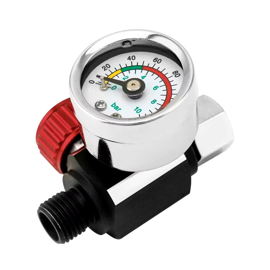 Luftdruckregler-Set mit Manometer und 1/4-NPT-Anschluss für Spritzpistolen und pneumatische Werkzeuge, Einstellbereich 0–140 PSI - Bild 2