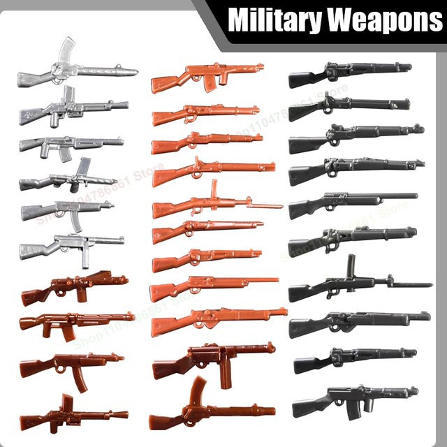 BRICKPANDA Mini-Bricks Militär Armee Soldaten Figuren und Zubehör Set mit Waffen für WW1 und WW2 Historische Szenen, Mehrfarbig - Bild 1