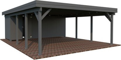 Carport PALMAKO Karl aus Fichtenholz mit Flachdach in Grau, B/T/H: 600 x 762 x 254 cm - Bild 1