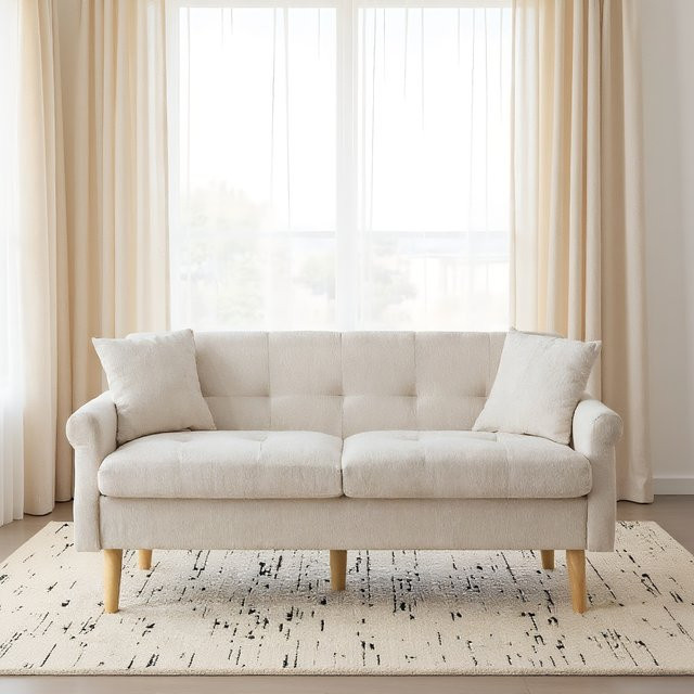 KOMHTOM 2-Sitzer Sofa aus Stoff mit 2 Kissen in Grau - Bild 1