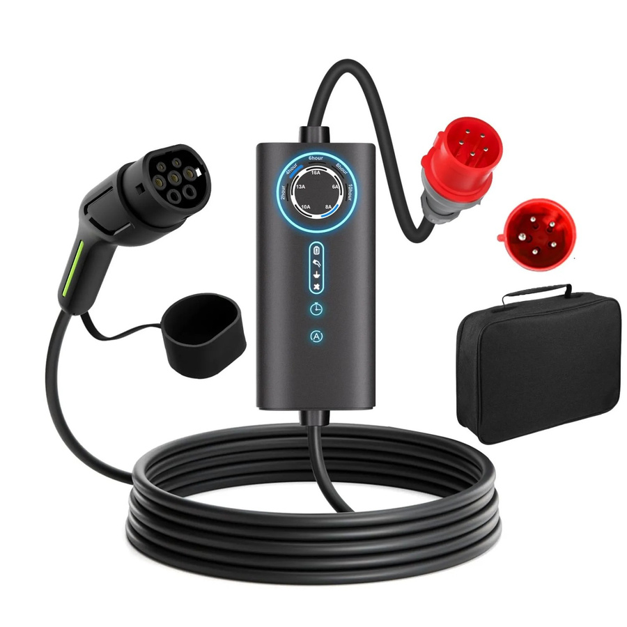 Junsun Typ 2 EV-Ladegerät 11kW mit 6m Kabel, 3-phasig, Schwarz, flexible Stromanpassung 6-16A inklusive Tasche - Bild 2