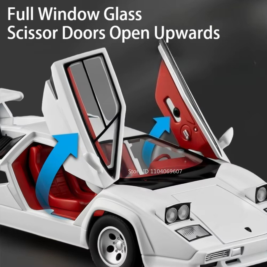 MAKEDA Modellauto Countach LP500S REVUELTO im Maßstab 1:24, Spielzeug Supercar aus Metall in Braun und Weiß mit Sound und Licht sowie öffnbaren Türen - Bild 2