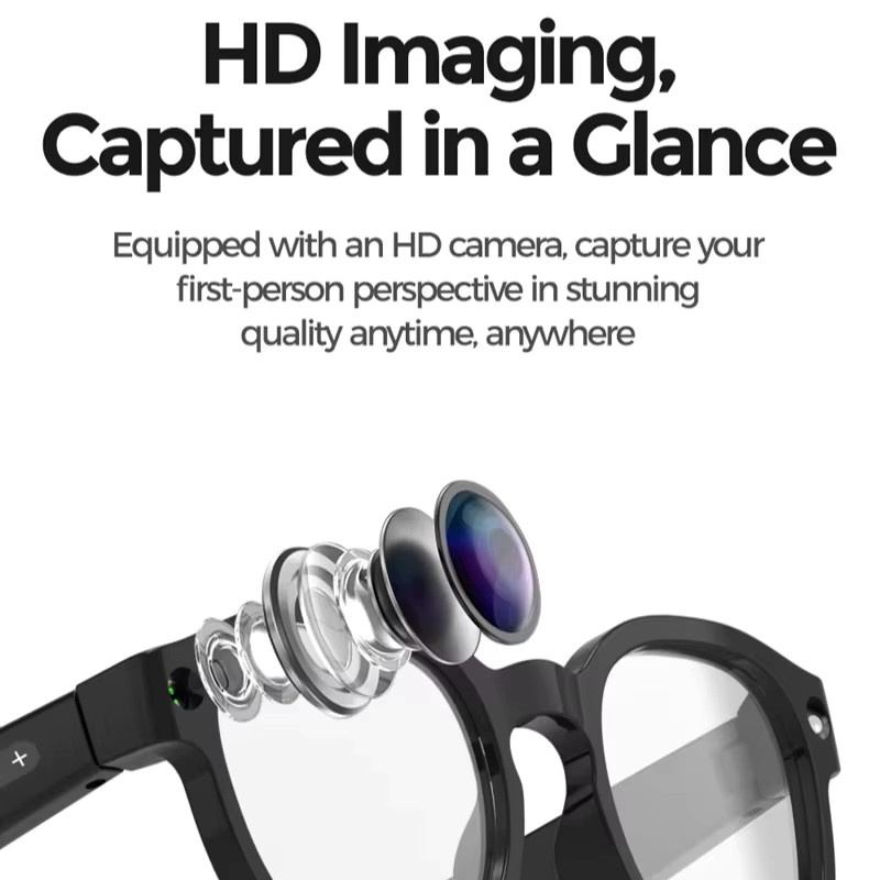 Lenovo KI-Smartbrille mit 8K HD-Kamera für Videoaufnahmen, KI-Übersetzung, Bildkonversation und Musikwiedergabe in Schwarz oder Weiß - Bild 5