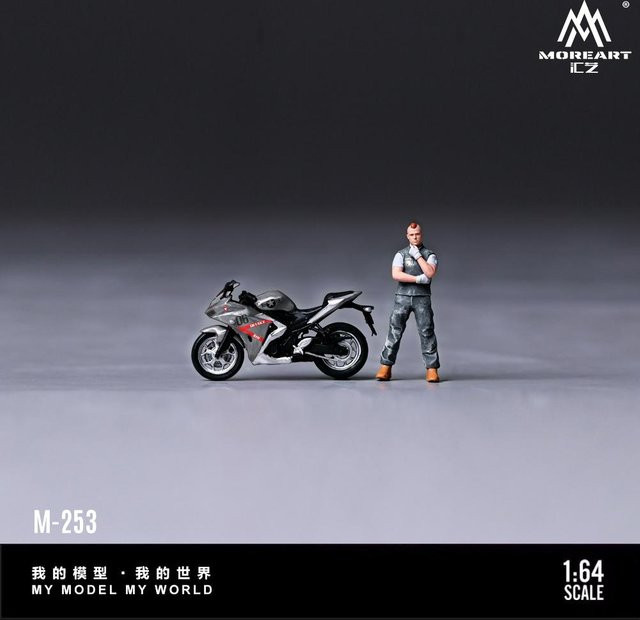 Moreart Graues Motorrad Figuren Set, Harzmodell, 1:64, ab 14 Jahren - Bild 1