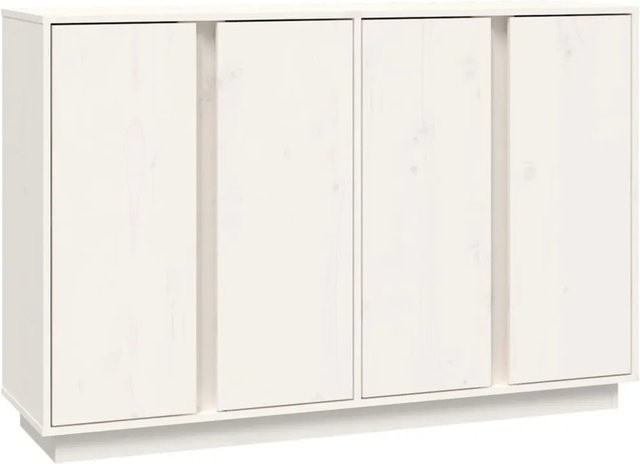 vidaXL Sideboard aus massivem Kiefernholz in Weiß, rustikales Design, B/T/H: 120 x 35 x 80 cm - Bild 1