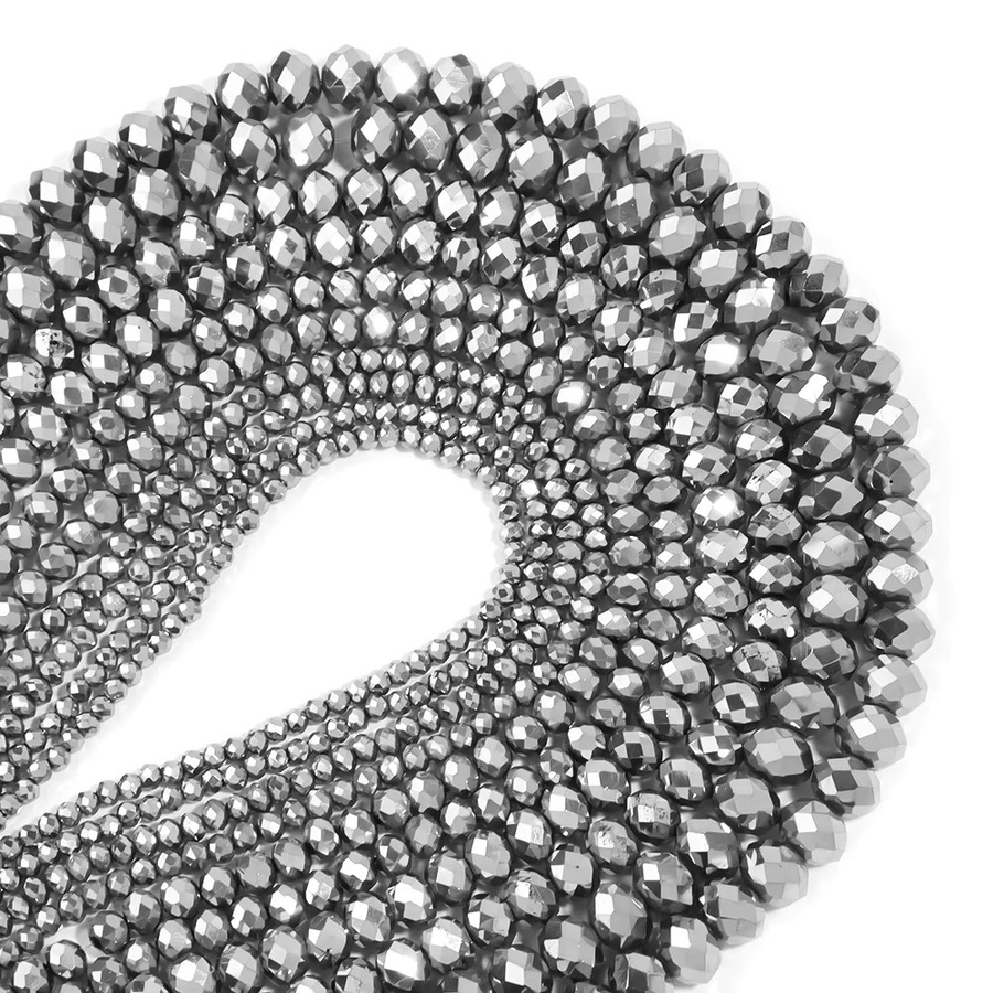 Louleur Perlen, facettierte Kristall Abacus, Silber überzogen, Glas - Bild 3