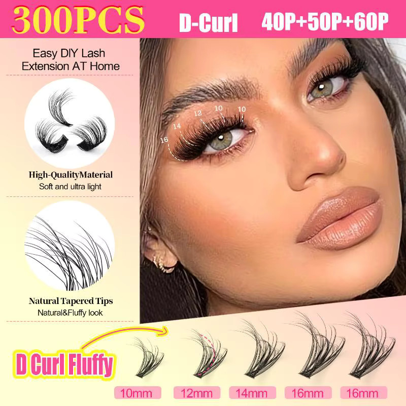 HNKMP 3D Faux Mink Cluster Wimpern-Set, Einzelne Volumen-Wimpern, Gemischte Farben - Bild 3