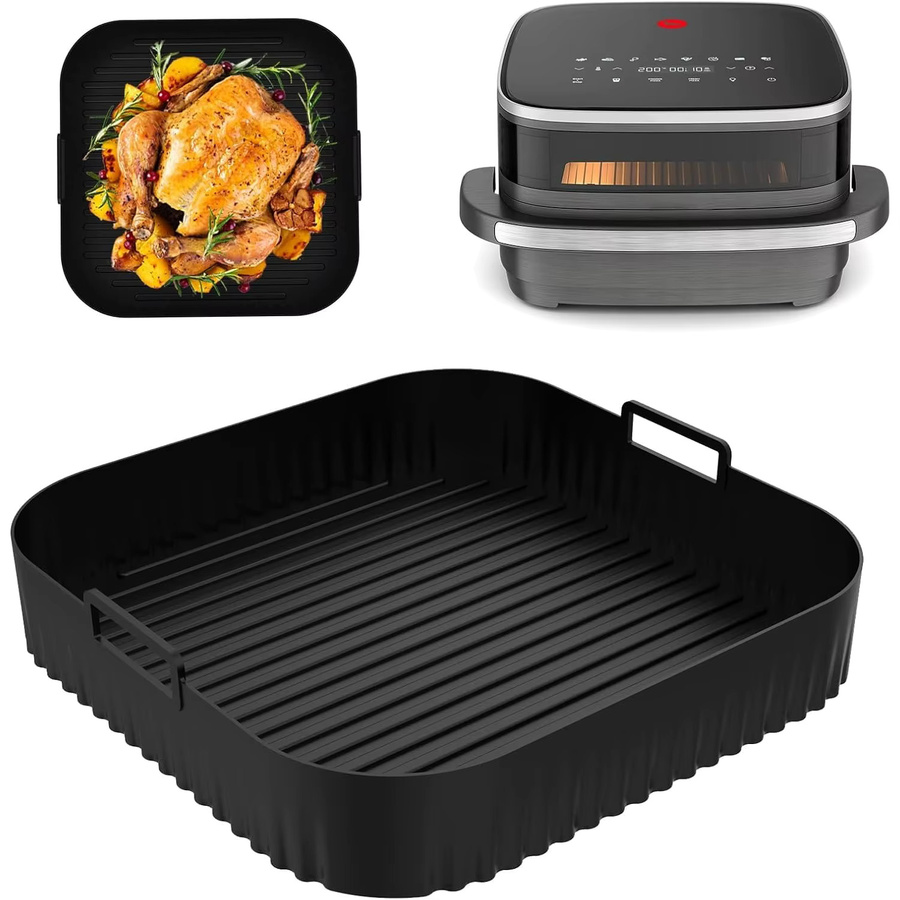 Wiederverwendbare Silikonform für Moulinex Easy Fry XL Luftfritteuse, Durchmesser: 26 cm, Farbe: Schwarz - Bild 5