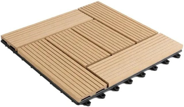 Karat WPC Klickfliese Classic Terrassenfliese Teak in Braun und Beige, B/T/H: 30 x 30 x 1,3 cm - Bild 1
