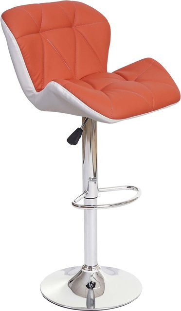 Höhenverstellbarer Barhocker MCW-A92 aus Kunstleder in Orange - Bild 1