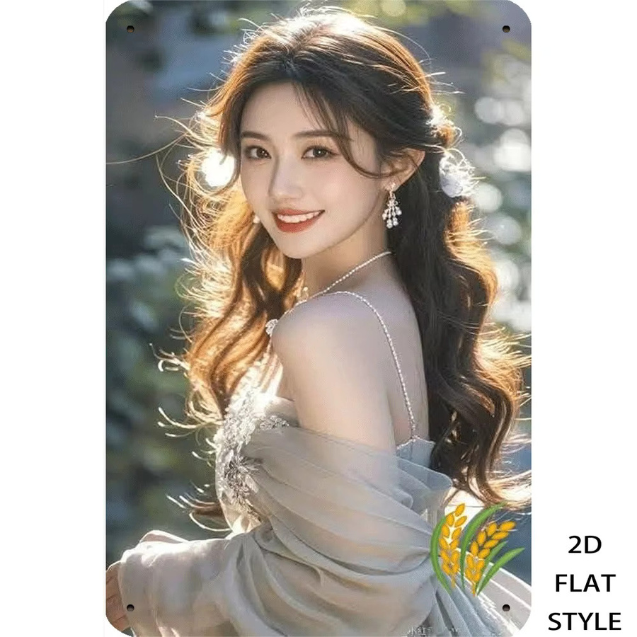 HELLOYOUNG Retro Metallschild Elegante Dame Wandkunst Vintage-Poster, B: 20,32 cm, H: 30,48 cm, Mehrfarbig - Bild 3