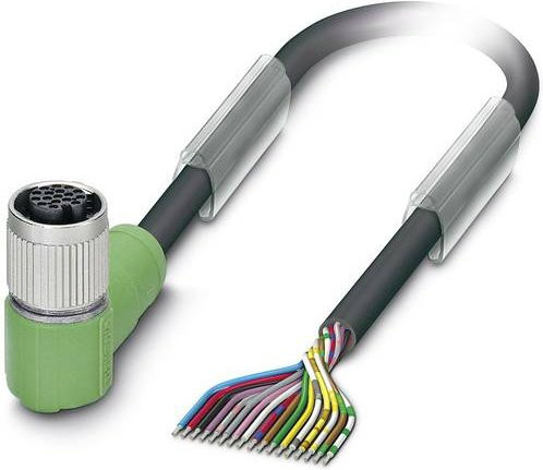 Phoenix Contact 1555389 Sensor-Aktor-Steckverbinder M12 Buchse gewinkelt in Schwarz-Grün mit 17 Polen und 1,50 m Kabellänge - Bild 1