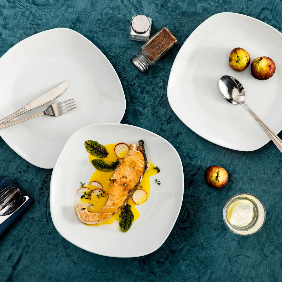 Malacasa Elisa Geschirrset aus Keramik und Porzellan in Weiß, 6-teilig oder 12-teilig bestehend aus Speisetellern, Desserttellern und Müslischalen - Bild 4