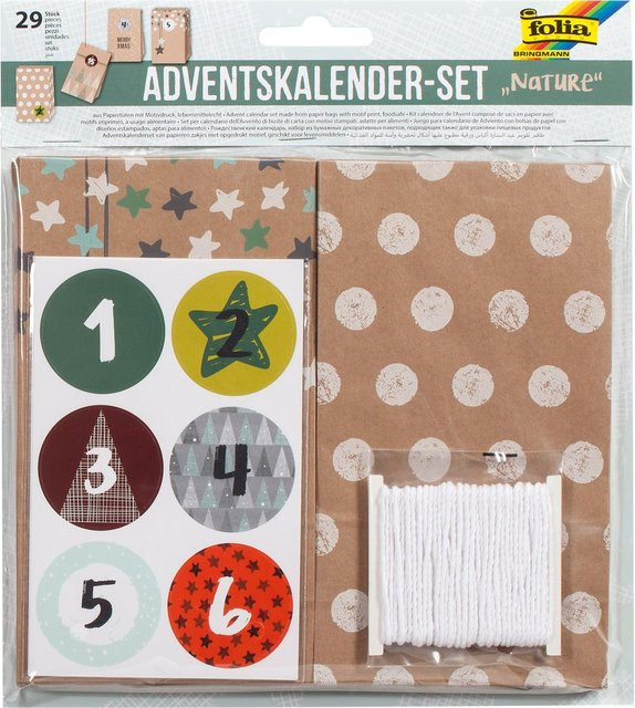 Adventskalender-Set Nature in Braun aus Papier und Polyester - Bild 1