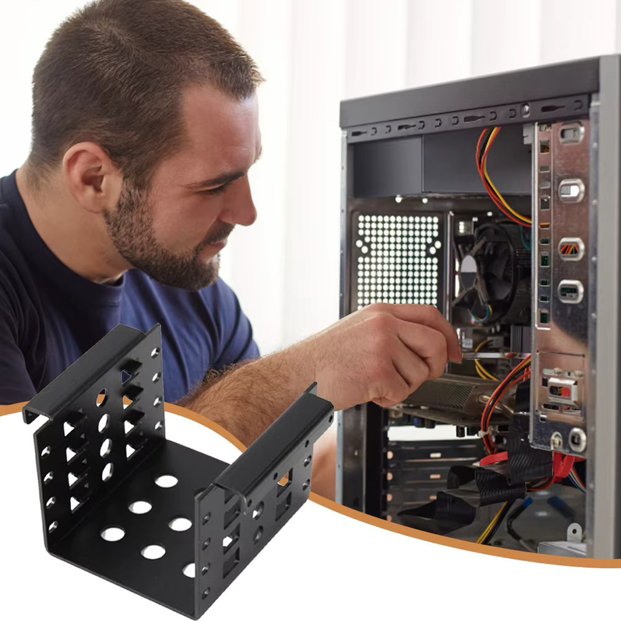 ALLOYSEED 4-Bay SSD-auf-3,5-Zoll-Festplatten-Caddy-Chassis, interner Montageadapter in Schwarz - Bild 2
