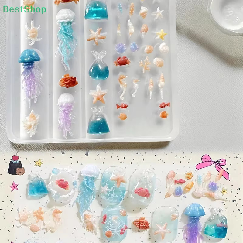 3D-Silikon-Nagelkunstformen, transparente Maniküre-Vorlage, Ozean-Themen - Bild 2