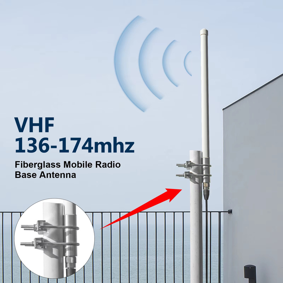 YNIBST VHF-Fiberglas-Radioantenne für Amateurfunk-Transceiver, 136–174 MHz, Outdoor-Basisantenne mit SO-239-Anschluss, Weiß - Bild 2