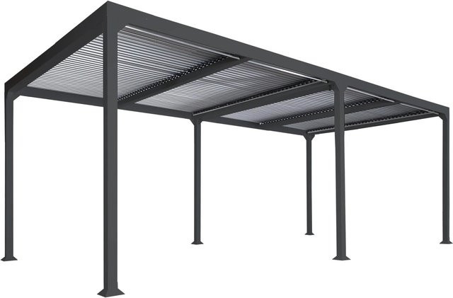 BERLINLODGE Alu Pergola Lamellen-Pavillon Terrassenüberdachung Anthrazit H x B x T: 224 x 600 x 300 cm - Bild 1