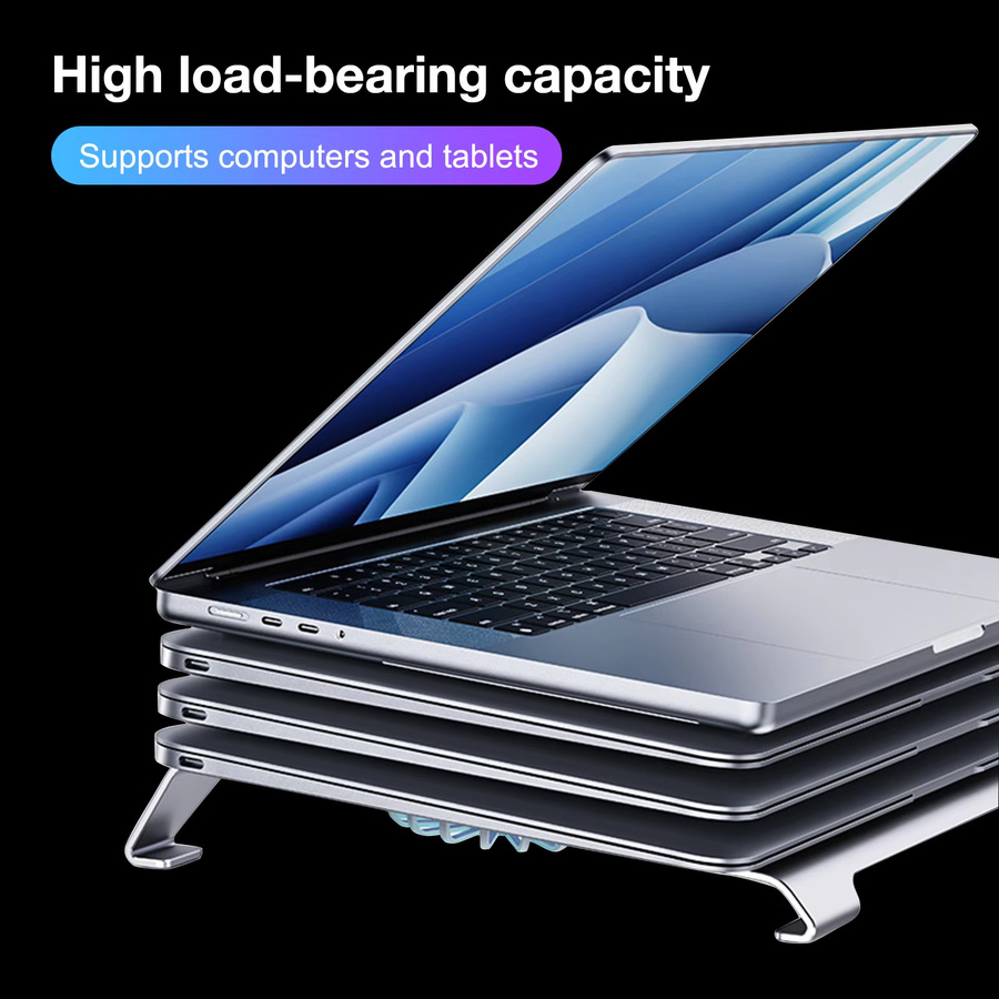 HOWENS Laptop-Kühler aus Aluminiumlegierung in Silber mit Dual-Hochgeschwindigkeitslüftern und verstellbarem Ständer für 10-15 Zoll Laptops - Bild 3