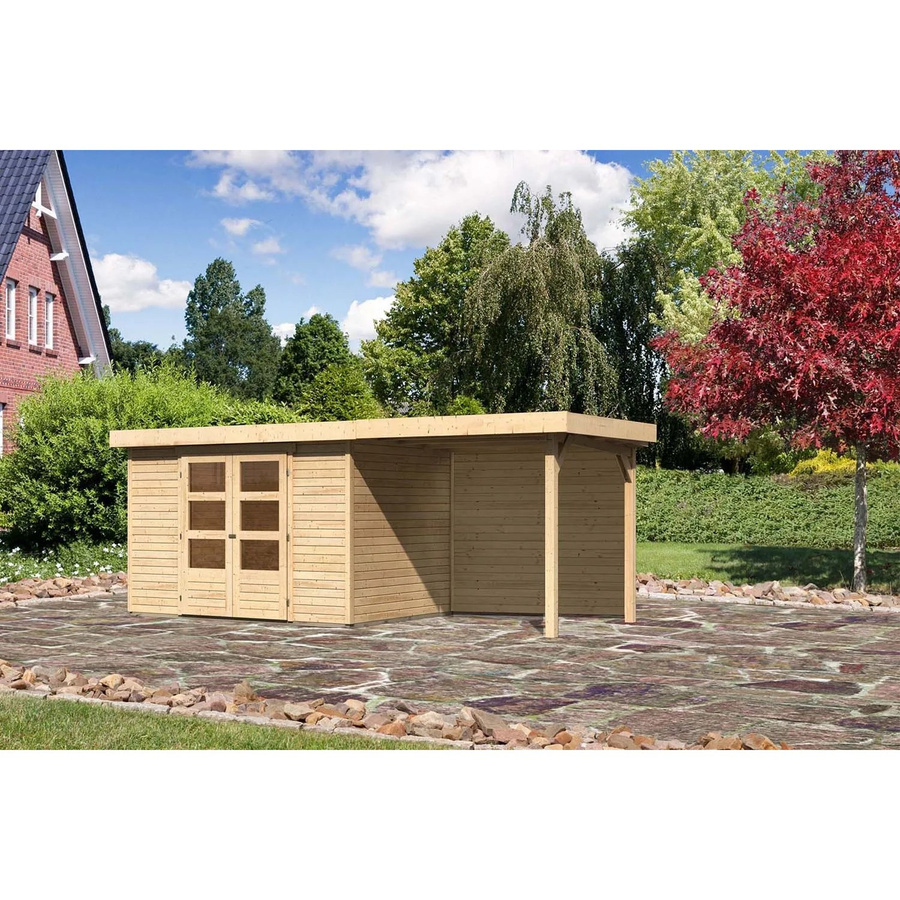 Karibu Holz-Gartenhaus Boras Natur mit Flachdach und modernem Design, Farbe: Braun, B/T/H: 298 x 213 x 211 cm - Bild 2