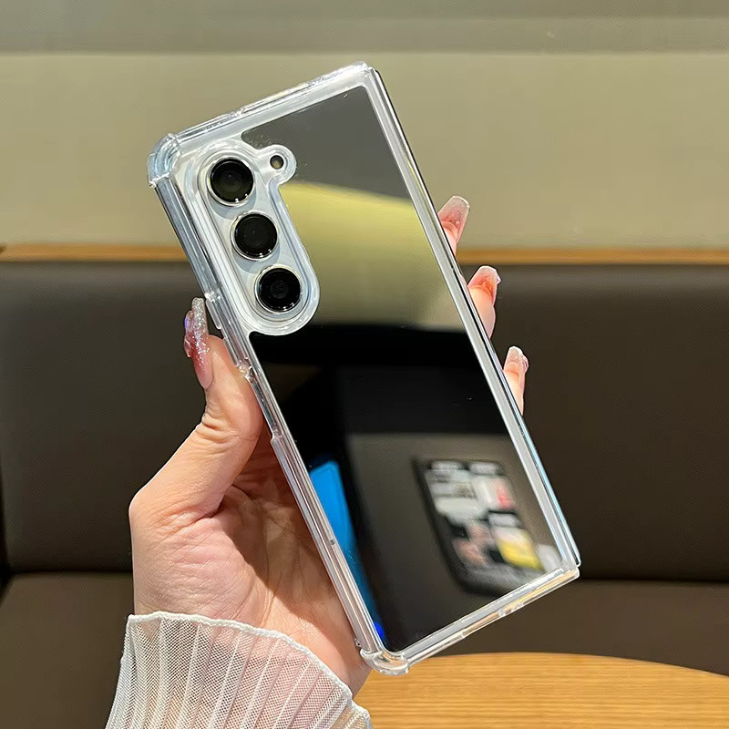 Loobival Spiegel-Schutzhülle für Samsung Galaxy Z Fold 7 6 5 4 3, transparente ultradünne Hartschale mit Airbag-Stoßdämpfung - Bild 3