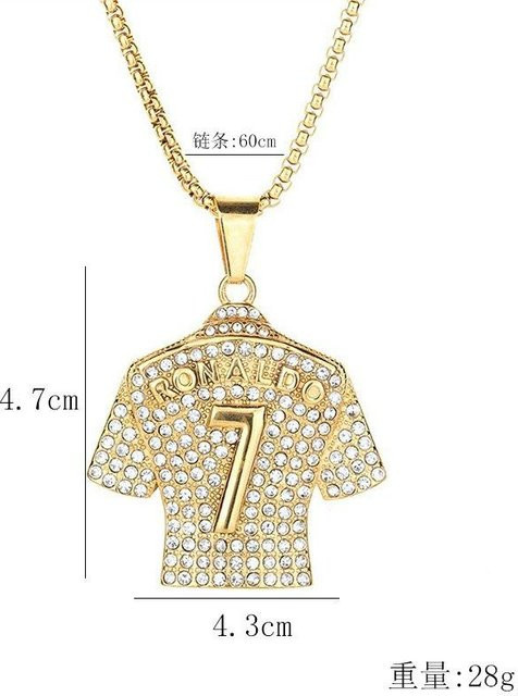 SY-Trend Jewelry Halskette, Titanstahl, Fußball Anhänger, Herren, Gold - Bild 1