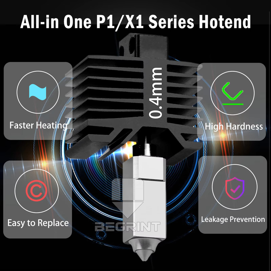 Bambu Lab Hotend-Kit aus Vollmetall mit gehärteter Stahldüse für X1 Carbon X1C P1P P1S in Silber - Bild 4