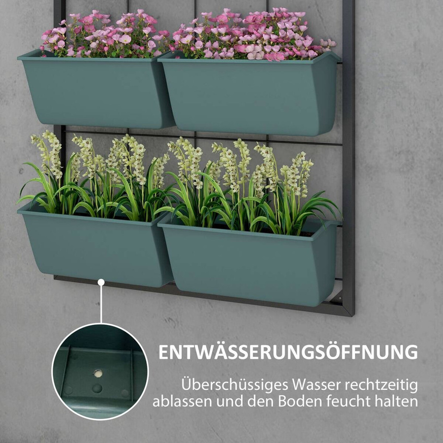 Outsunny Pflanzenregal mit 8 Pflanzkästen aus Stahl und PE, Schwarz, B/H/L: 14 x 52,5 x 90 cm - Bild 3