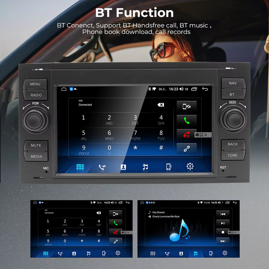Gearelec 7-Zoll Autoradio mit GPS, kabellosem CarPlay und Android Auto in Schwarz für Ford Fusion 2006–2012 und Focus 2005–2006 - Bild 5